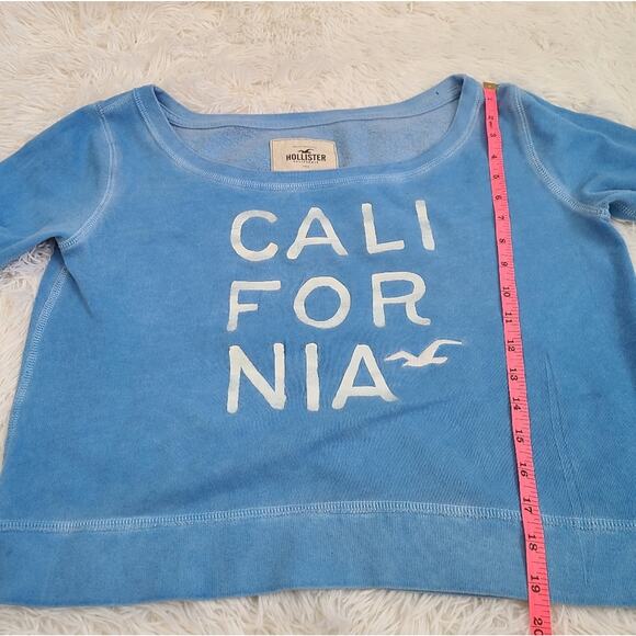 Hollister California Blue And Silver Cropped Sweatshirt Medium - Picture 8 of 10